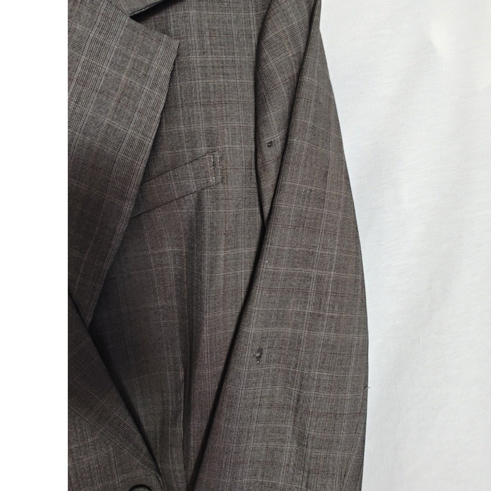 FRAME Blazer Double Breasted Wool Gray Tan Plaid Size 10 Relaxed Fit - Picture 10 of 14